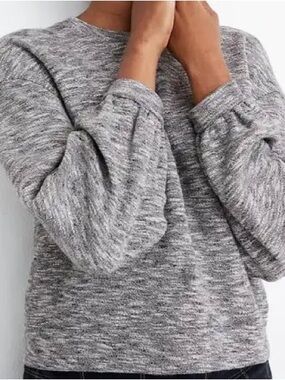 Madewell Textured Crewneck Sweatshirt with Balloon Sleeves - XS
